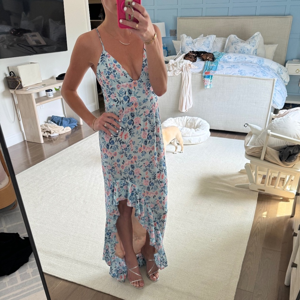 BRAND NEW Lovers + Friends Ahamani Gown- Meadow Floral Print with Ruffle Detail - Picture 2 of 8